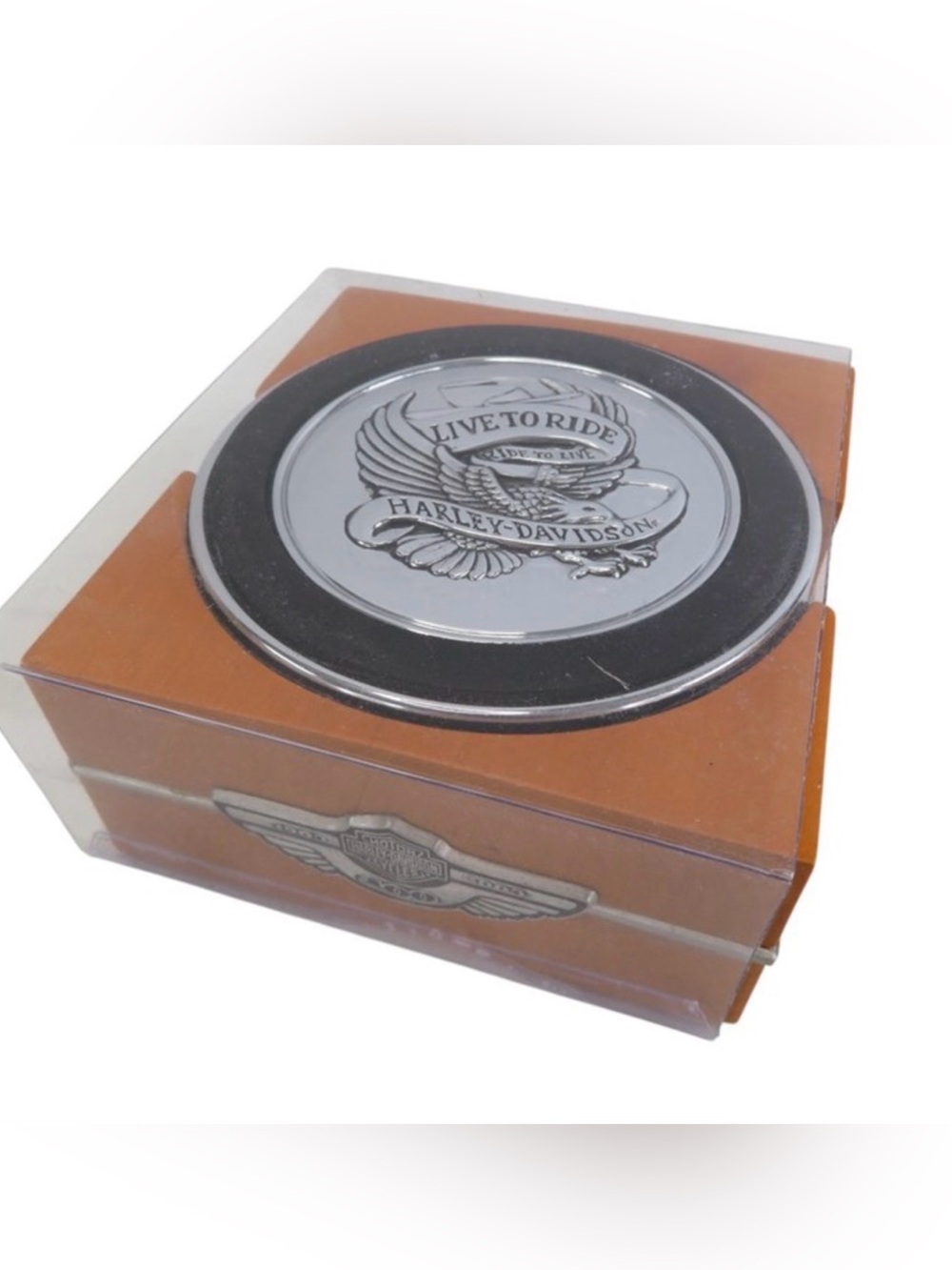 Hallmark Silver and Black Harley-Davidson 'Live to Ride' Coaster Set